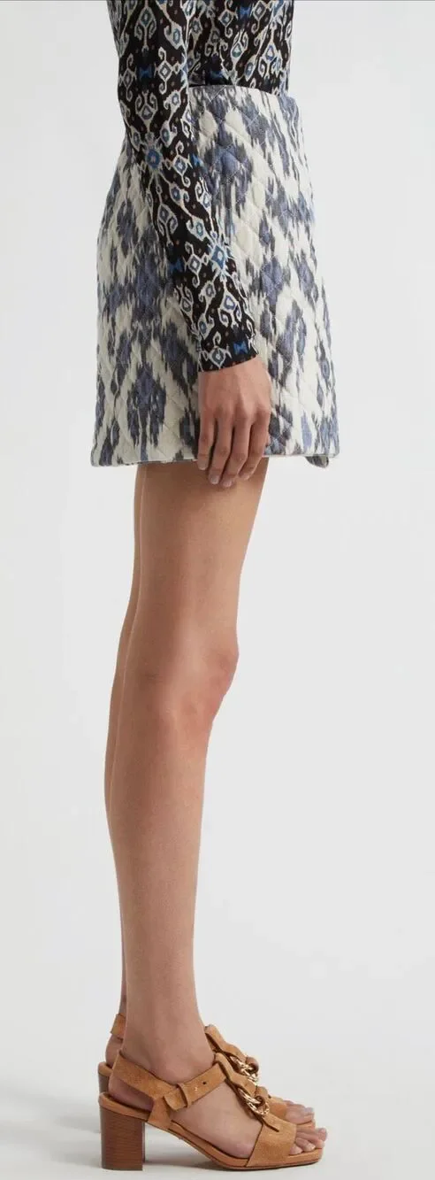 Ulla Johnson Zina Quilted Wrap Miniskirt in Color: Celeste NWT Size 12